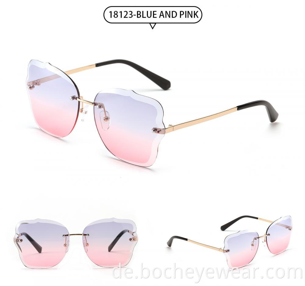Fashion Rimless Luxury Newest rhinestone oversized UV400 shade sunglasses men